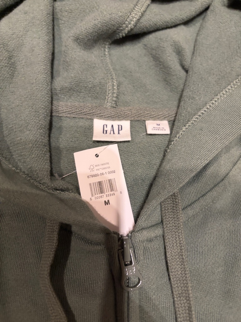 GAP Olive Green Zip-Up Hoodie - Picture 2 of 6